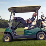 Samuel L. Jackson hangs out in a golf cart