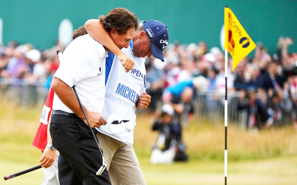 Phil Mickelson and his caddy, Bones