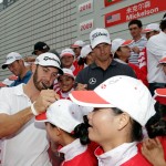 Dustin Johnson signing autographs at the WGC-HSBC Champions in Shanghai, China