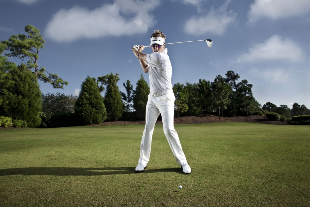 Ian Poulter swinging a driver