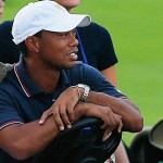 Tiger Woods and Sammy the Squirrel at the 2013 Presidents Cup